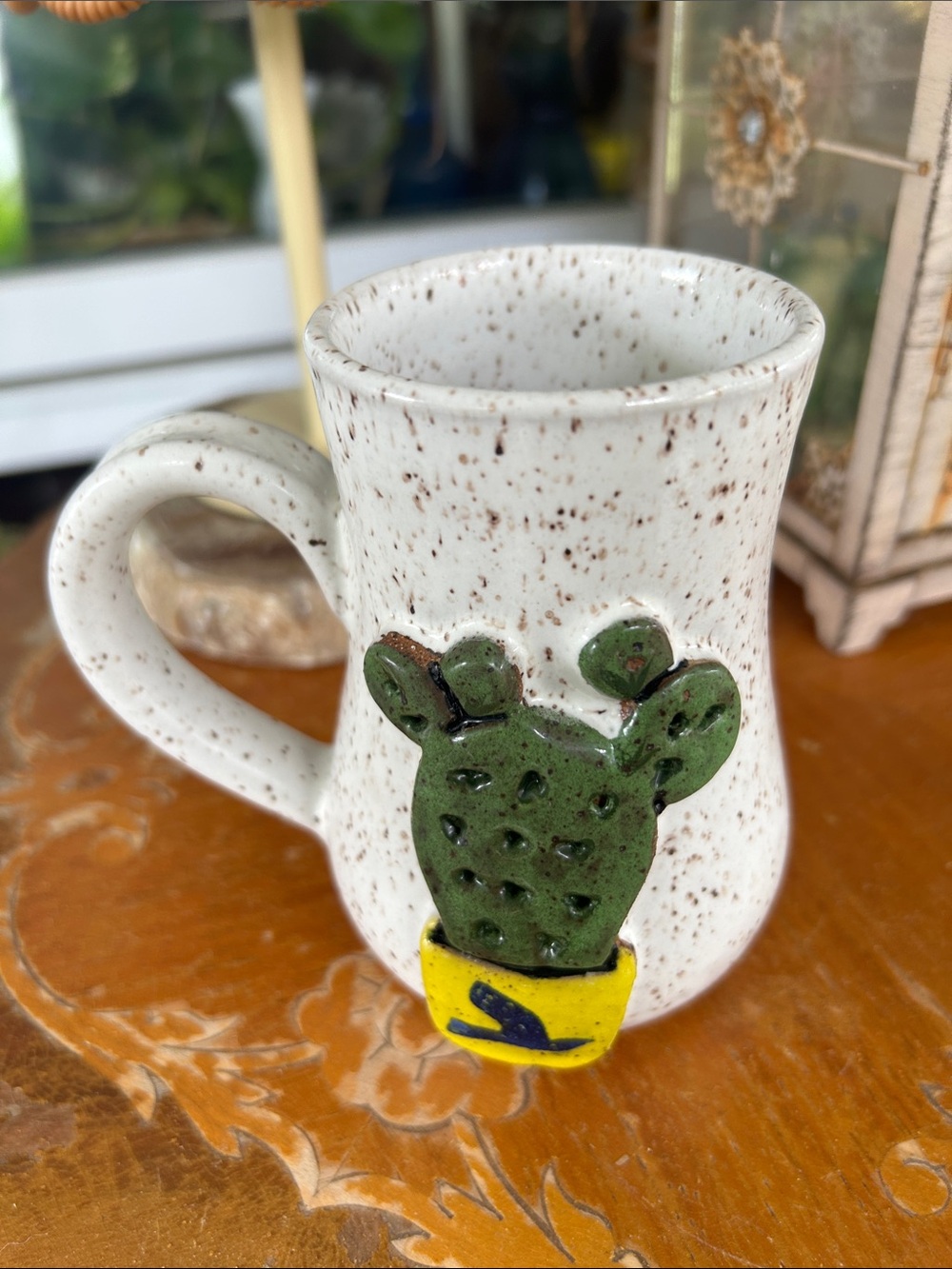Vintage Speckled Glaze Catus Mug